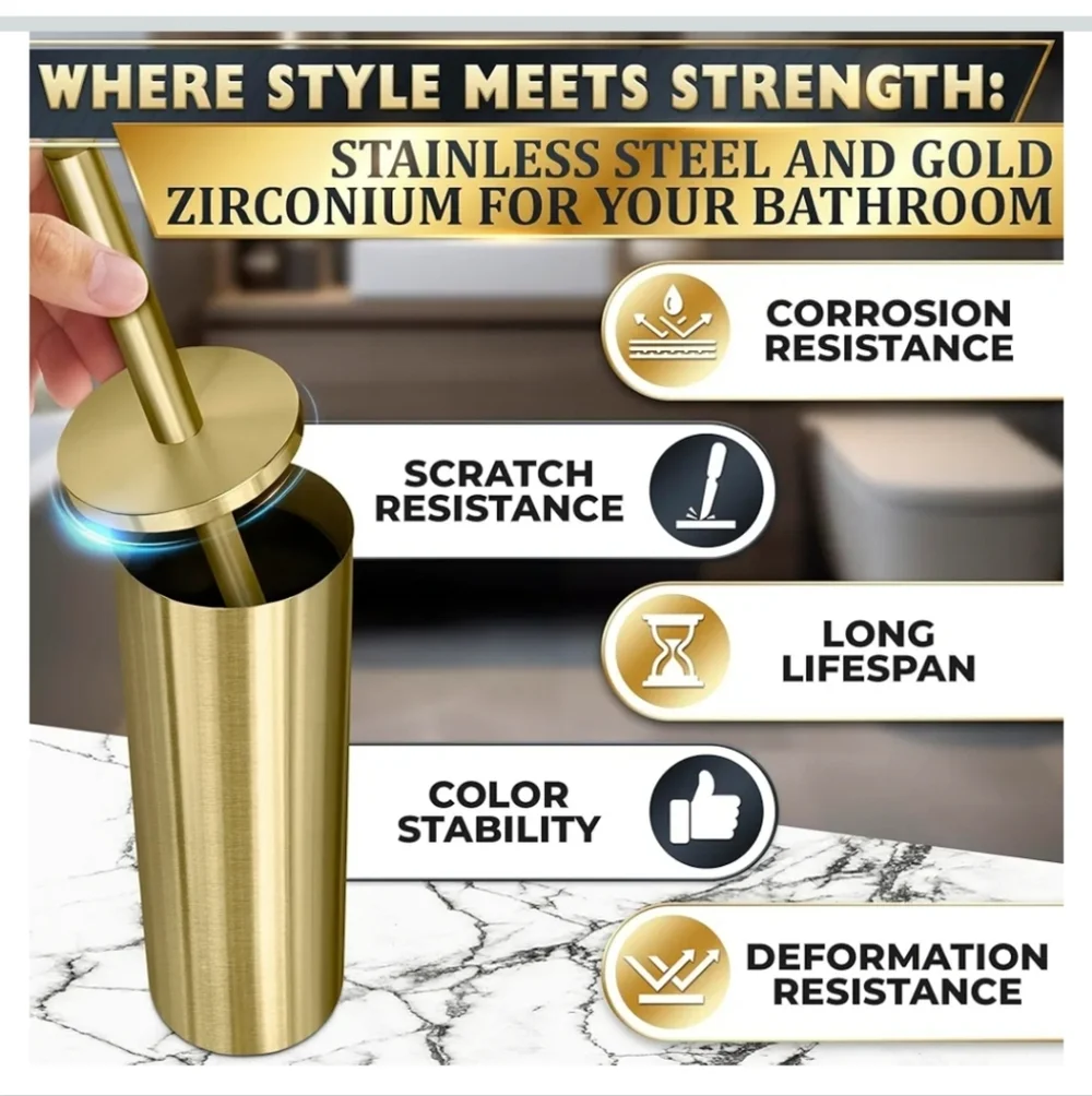 Gold Toilet Brush Set